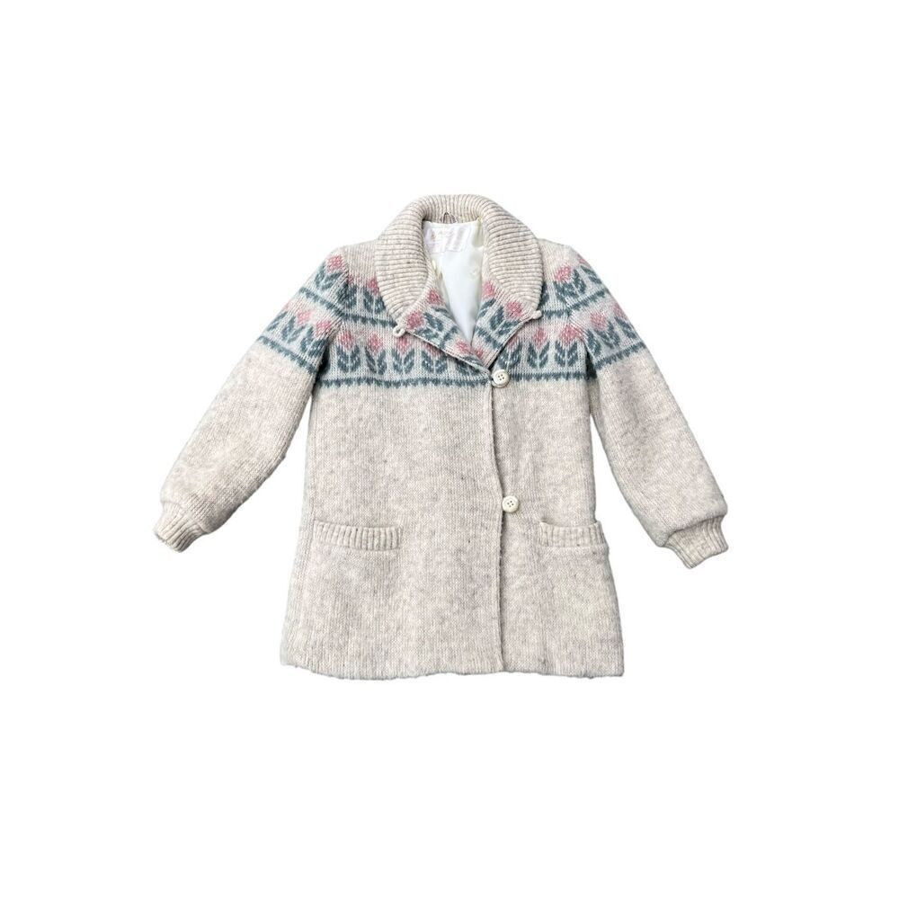 Alafoss of Iceland Vintage Fully Lined Hand Knit Wool Sweater Jacket vintage